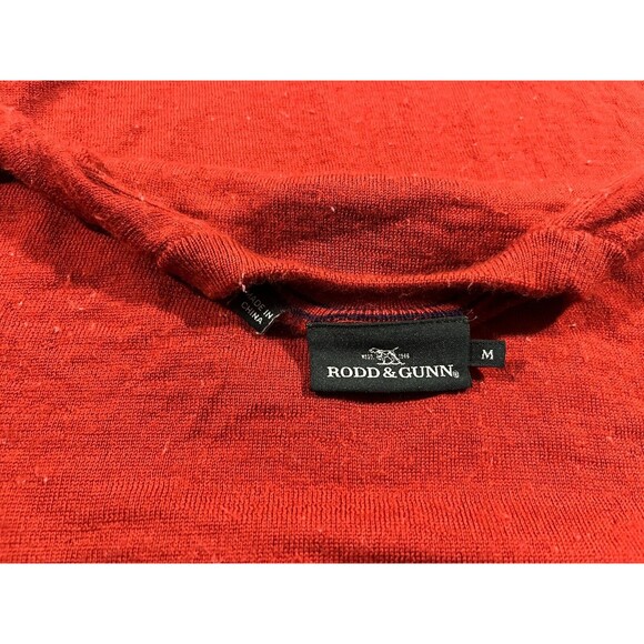 Rodd Gunn Sweater Mens Pullover Orange Merino Wool Casual Adult Sz M PILING - Picture 5 of 7